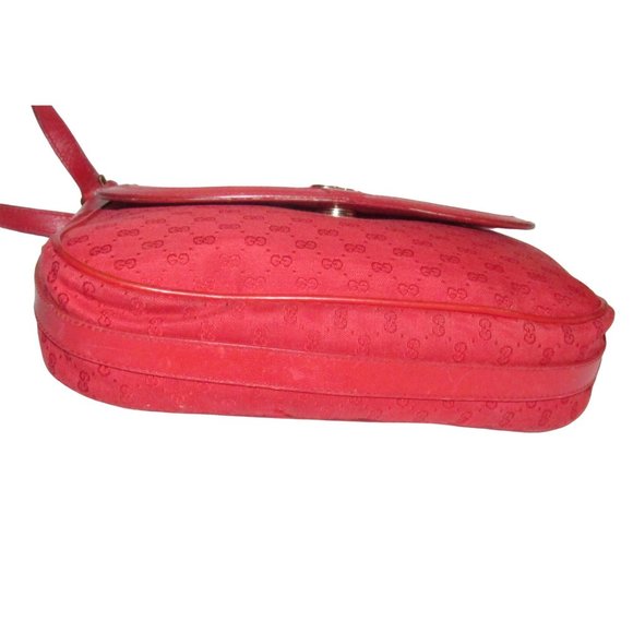 Vintage Gucci Red Micro Guccissima Print Canvas with Red Leather Crossbody - Picture 15 of 16